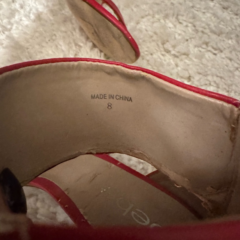 Bebe Red Open-Toe Heels - Picture 4 of 4